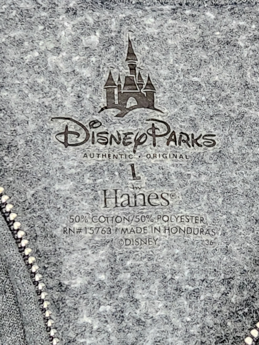 Disney Parks × Hanes Mickey Mouse Grey Zip Up Hooded Sweater.  Large - Picture 3 of 6